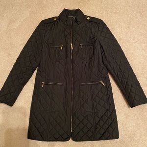 Black 3/4 length lightweight puff coat by Charter Club size large